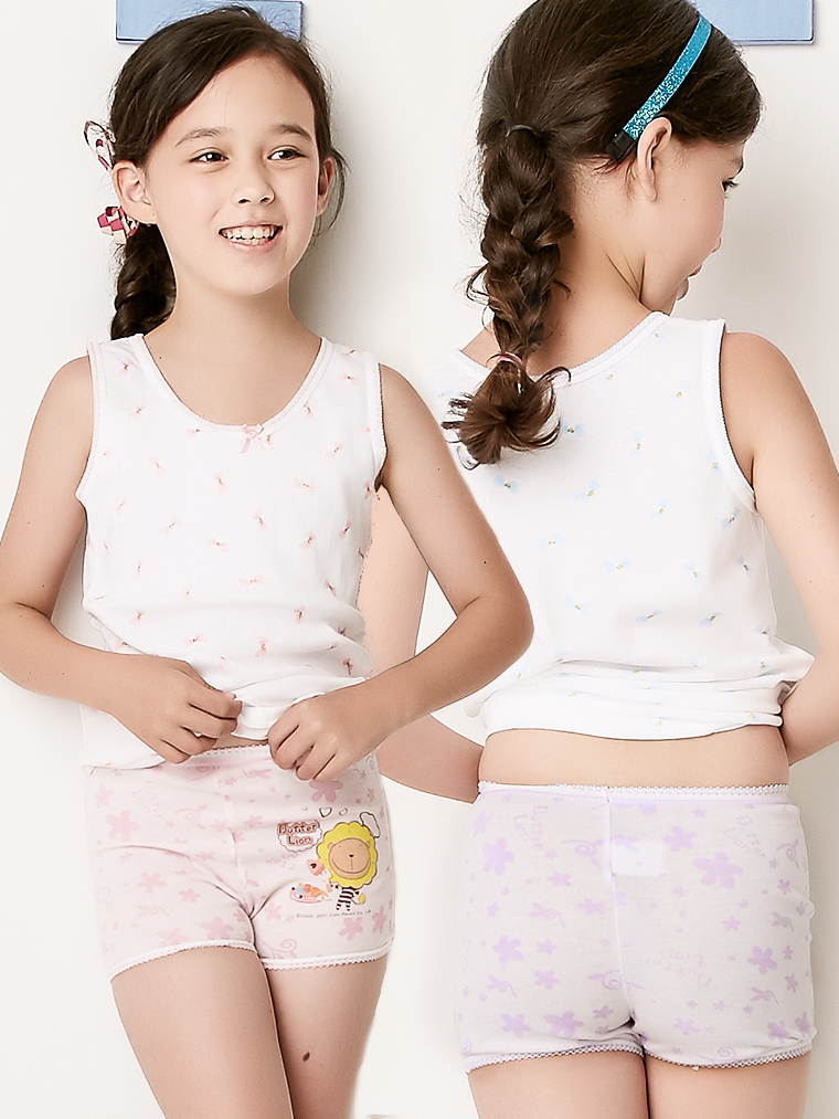 奶油獅。棉質女童四角褲兩件組