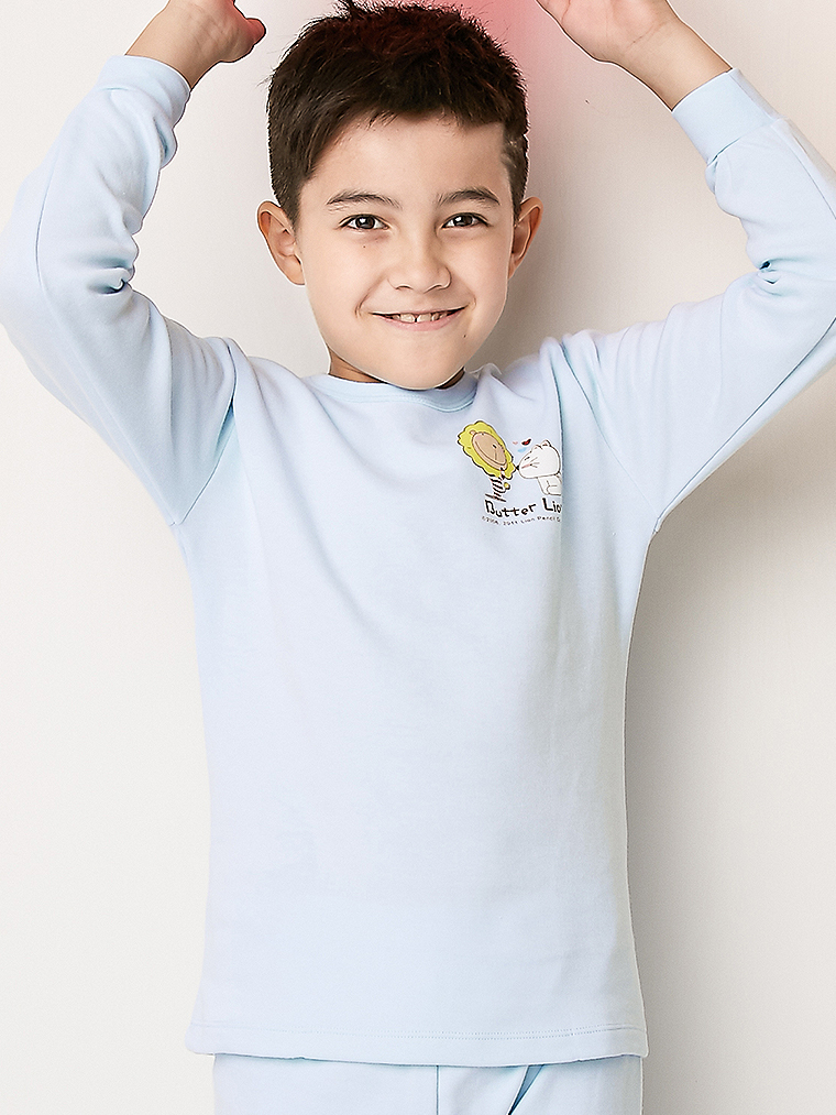 奶油獅。圓領童衛衣