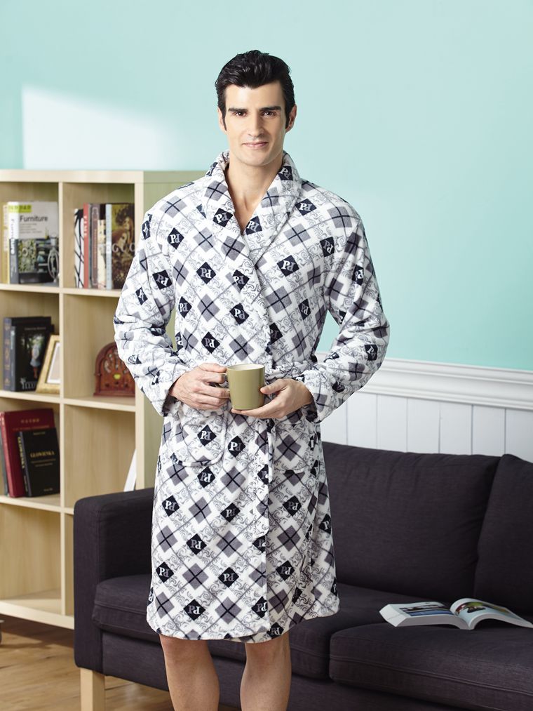 英倫紳士。珊瑚絨男睡袍